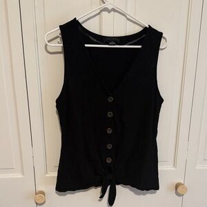 Sanctuary Black Sleeveless Button Tank